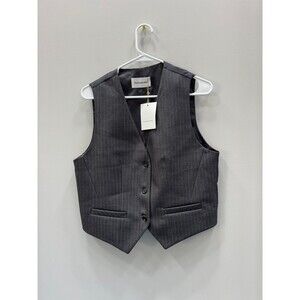 The Frankie Shop Gray White Pinstripe Elise Vest Large